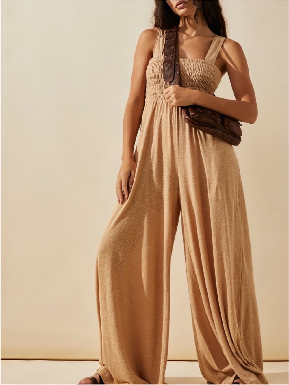 Free People Smocked Wide-Leg Jumpsuit